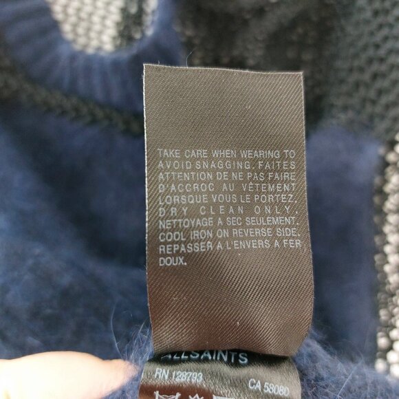 AllSaints Minako Angora Mesh Sweater Navy Blue Size 4 Small - Picture 11 of 15